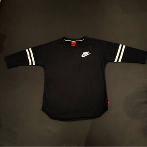 Nike Just Do It Long Sleeve Shirt Black Red Graphic Athletic Top Size Medium